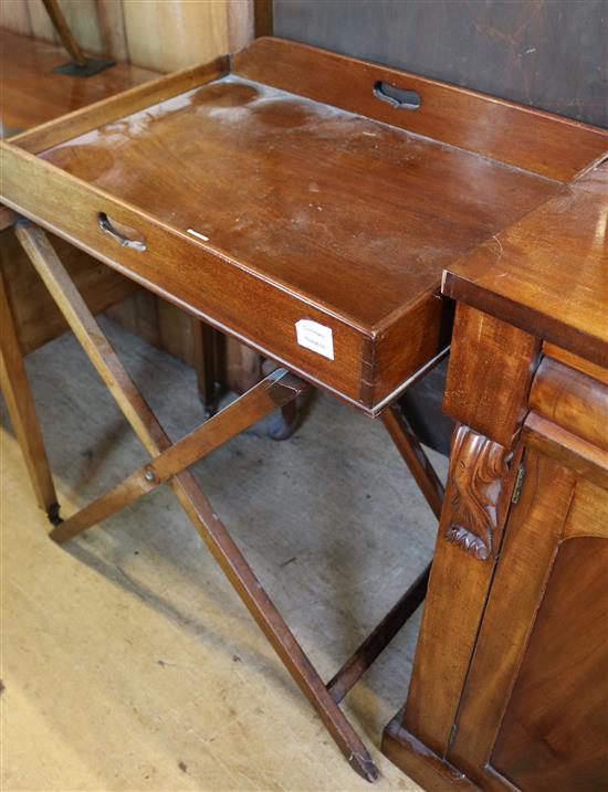 Victorian mahogany butlers tray on folding stand